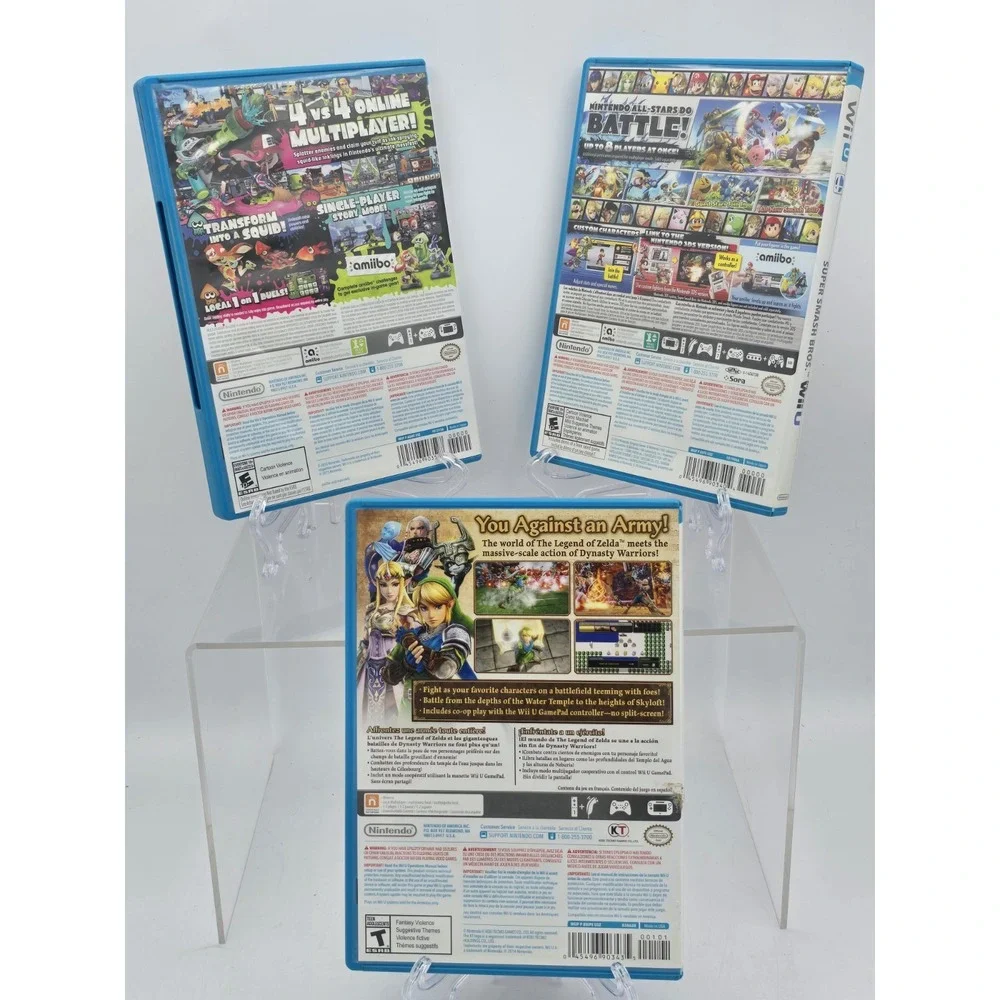 3 Lot Hyrule Warriors, Splatoon & Super Smash Bros - CIB w/Manual Tested Working